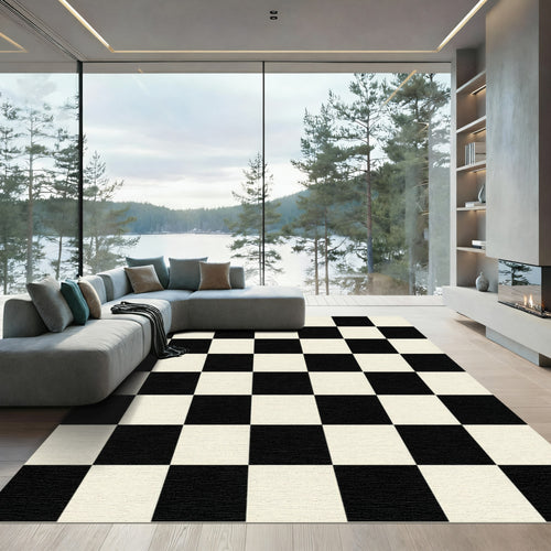 Black White Alternating Squares Rug