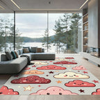 Whimsical Pastel Cloud and Star Composition Rug