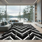 Monochrome Chevron Geometric Array Rug