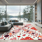 Vibrant Red Abstract Terrazzo Pebble Art Rug