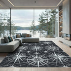 Silver Starburst Compass Rose Rug