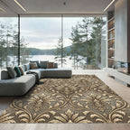 Ornate Gold Leaf Scrollwork Rug