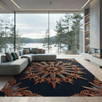 Celestial Gold Blue Starburst Medallion Rug