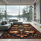 Ornate Copper Scroll Filigree Scrollwork Rug