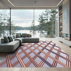 Sophisticated Copper and Charcoal Lattice Rug