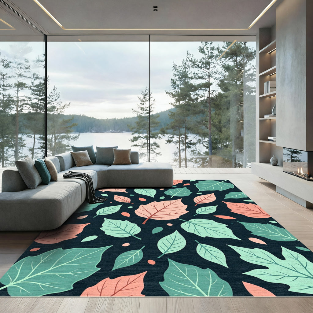 Botanical Sage and Peach Leaf Meadow Rug