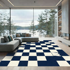 Navy and Cream Geometric Floating Flag Rug