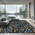 Abstract Terrazzo Stone Confetti Black Rug