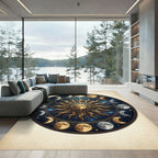 Celestial Gold Sun and Moon Mandala Rug