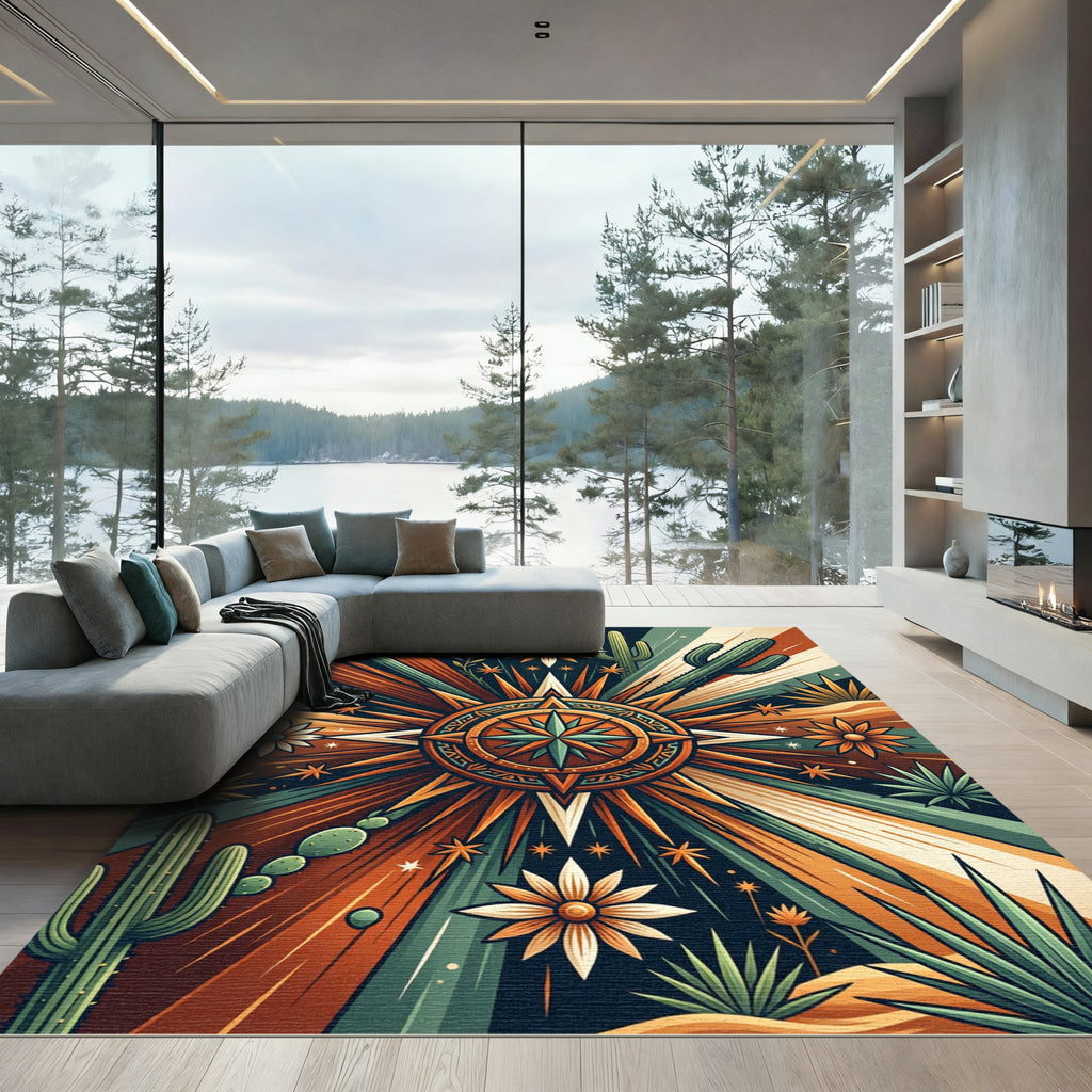 Southwestern Desert Compass Radiant Sun Rug