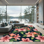 Pink Azalea Blossom Garden Print Rug