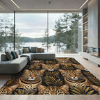 Golden Leopard In Dark Tropical Foliage Rug