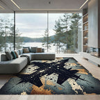 Dark Jet Splatter Grunge Background Rug