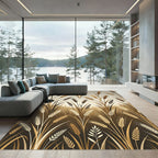 Golden Wheat Field Grass Illustration Rug