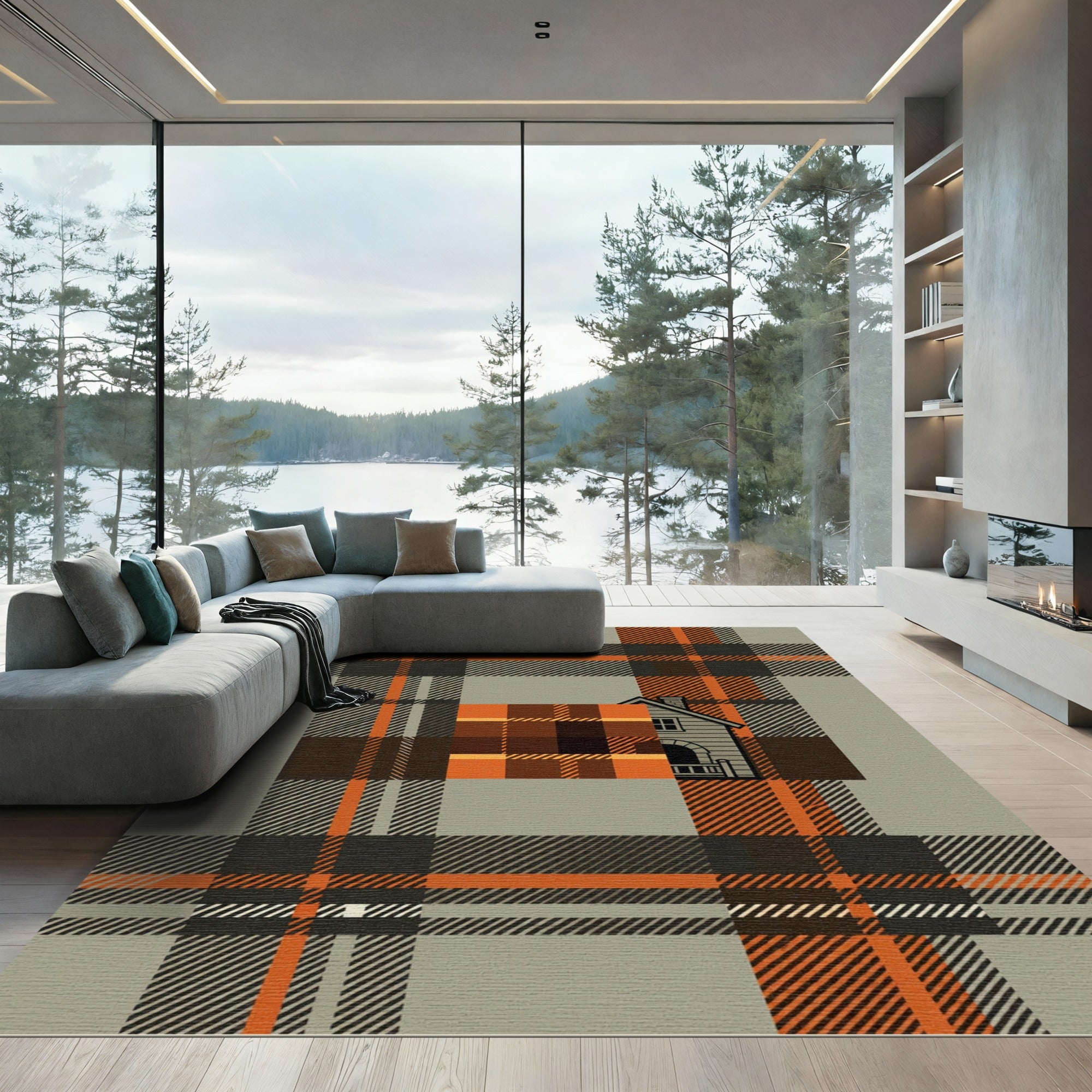 Rustic Autumn Plaid Cottage Area Rug