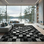 Monochrome 3D Checkerboard Cubes Rug