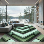 Geometric Sage Green Chevron Angular Lines Rug