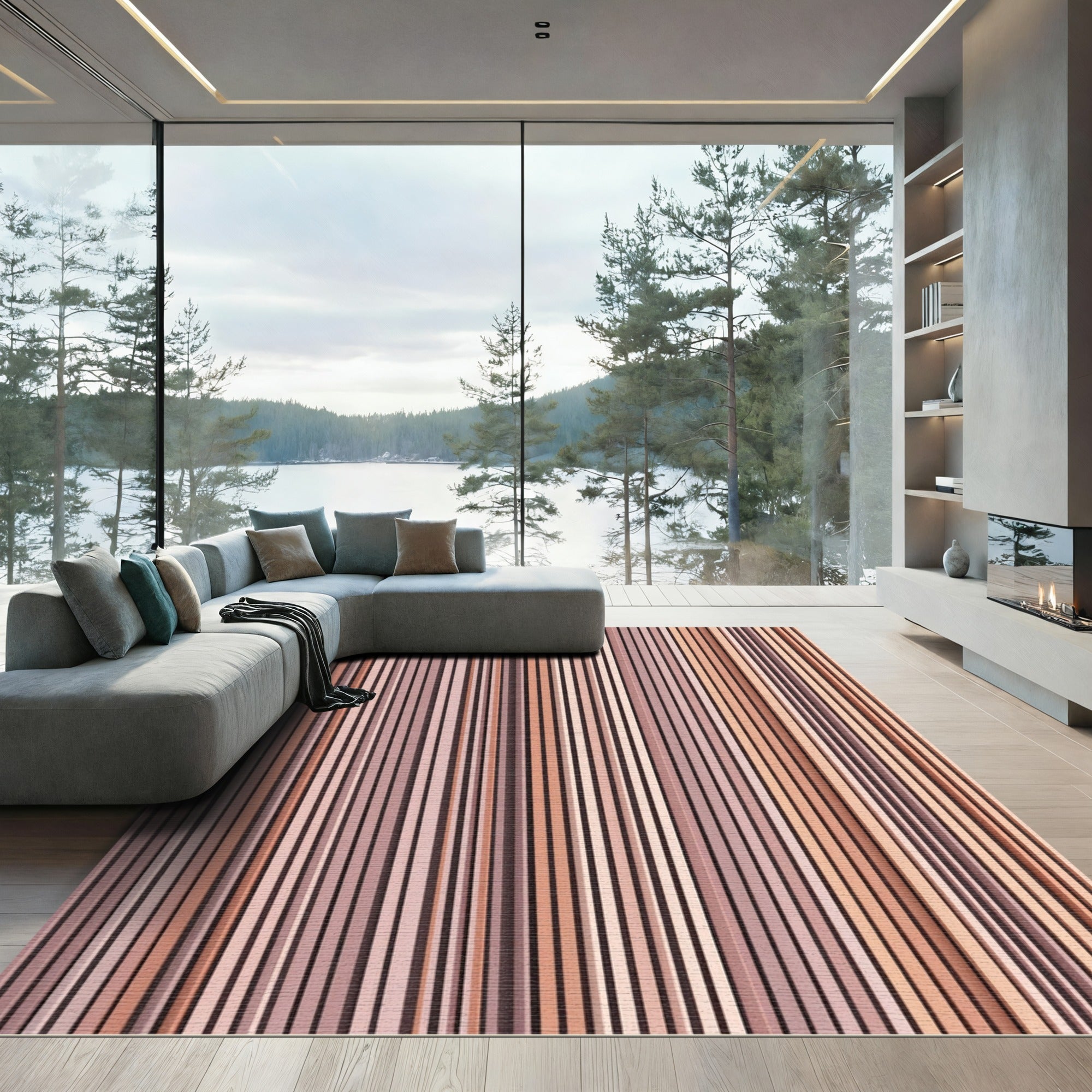 Blush Rose Vertical Striped Rug
