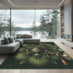 Elegant Green Tropical Urn Botanical Rug