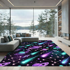 Neon Cosmic Planet Galaxy Starry Sky Rug