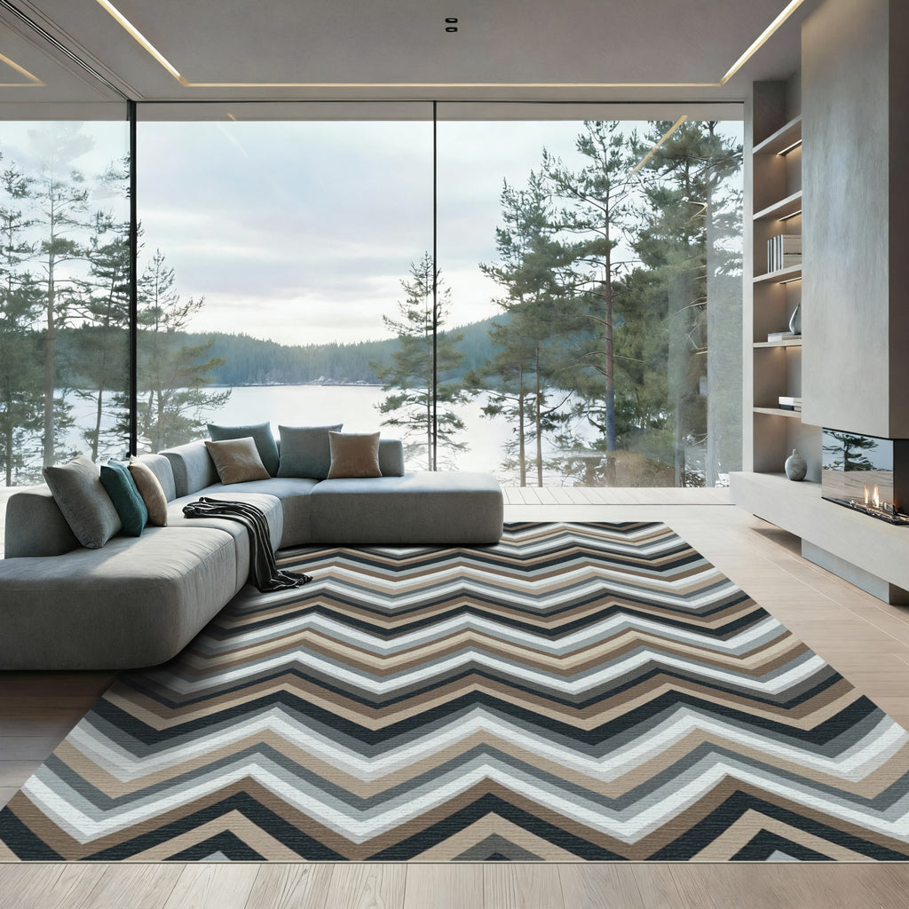 Earth Tones Striped Zigzag Rug