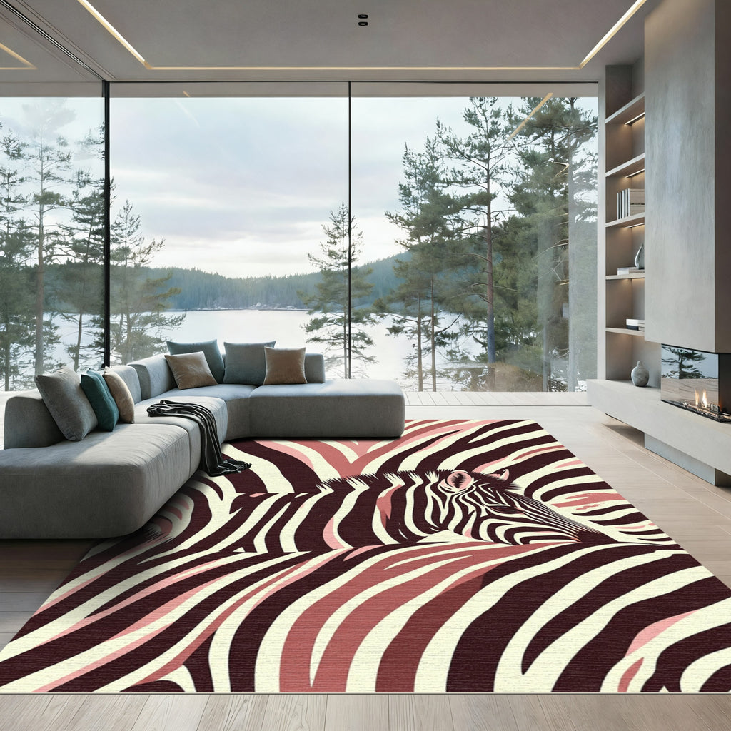 Blush Zebra Stripe Abstract Art Rug