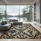 Vintage Charcoal Floral Botanical Vines Rug