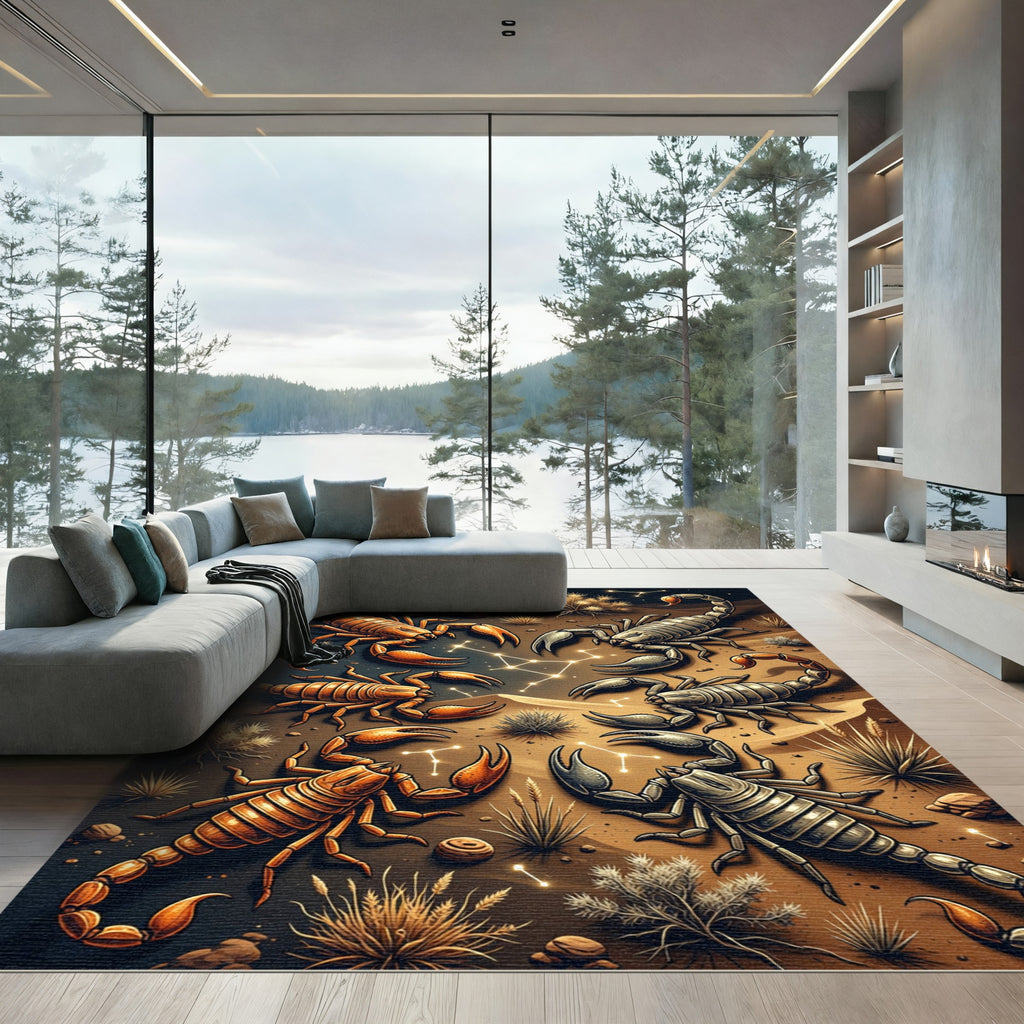 Celestial Golden and Silver Scorpion Duo Rug