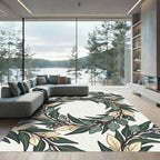 Botanical Wreath with Sage and Gold Leaves Rug