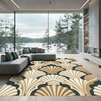 Art Deco Scalloped Shell Cream Slate Rug