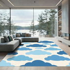 Playful Sky Blue Cloud Arrangement Rug
