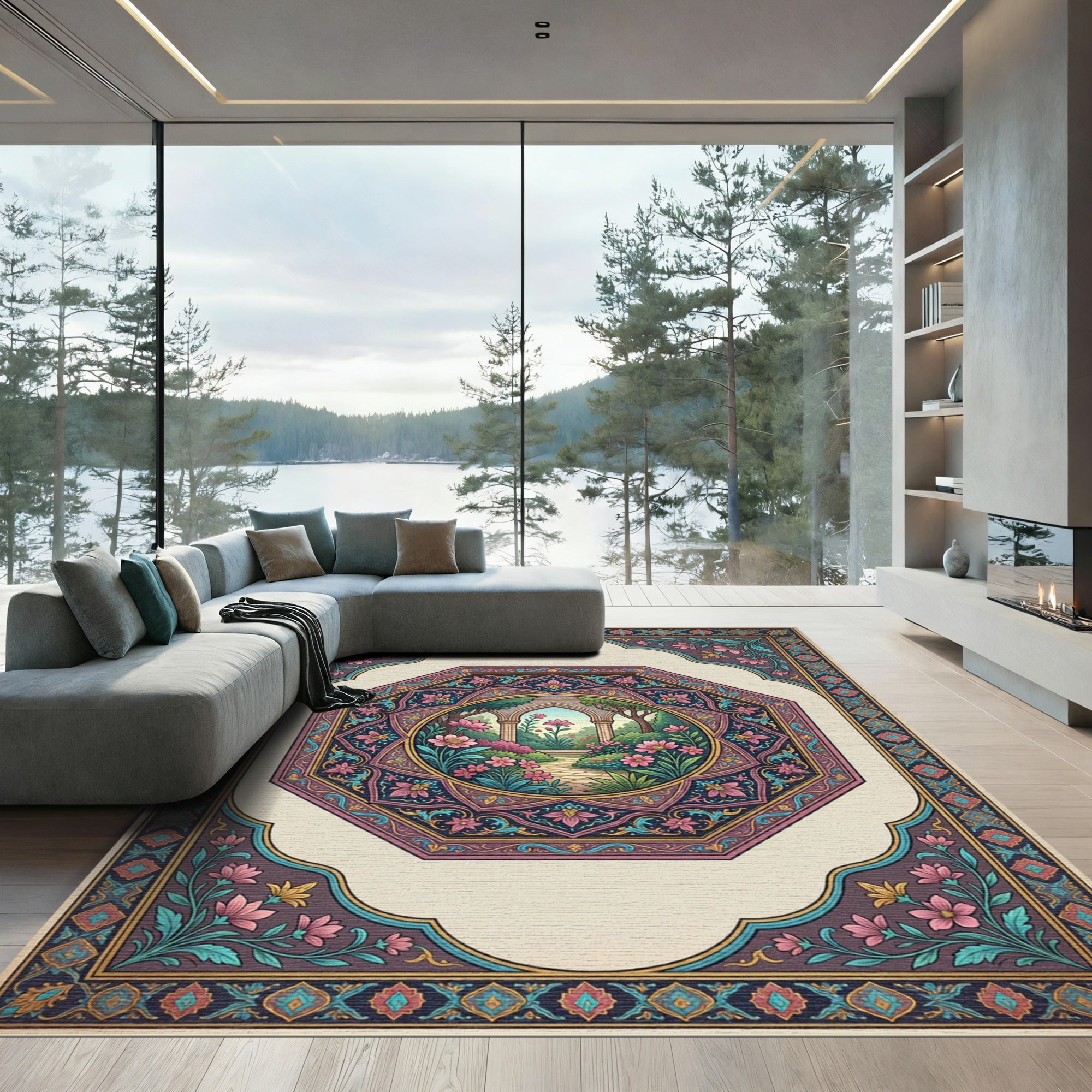 Enchanting Garden Arch Rococo Floral Rug