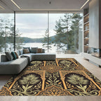 Ornate Black Gold Palm Archway Rug