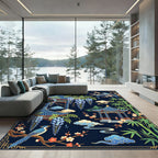 Chinoiserie Pavilion Wisteria Blue Garden Rug