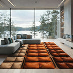 Gradient Amber Leather Tufted Grid Rug