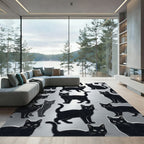 Black Cat Collection Scattered Whimsical Rug