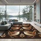 Earthy Brown Sparrow Botanical Meadow Rug
