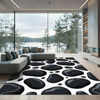 Glossy Black Pebbles Scatter Rug
