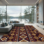 Earthy Geometric Aztec Diamond Stripe Rug