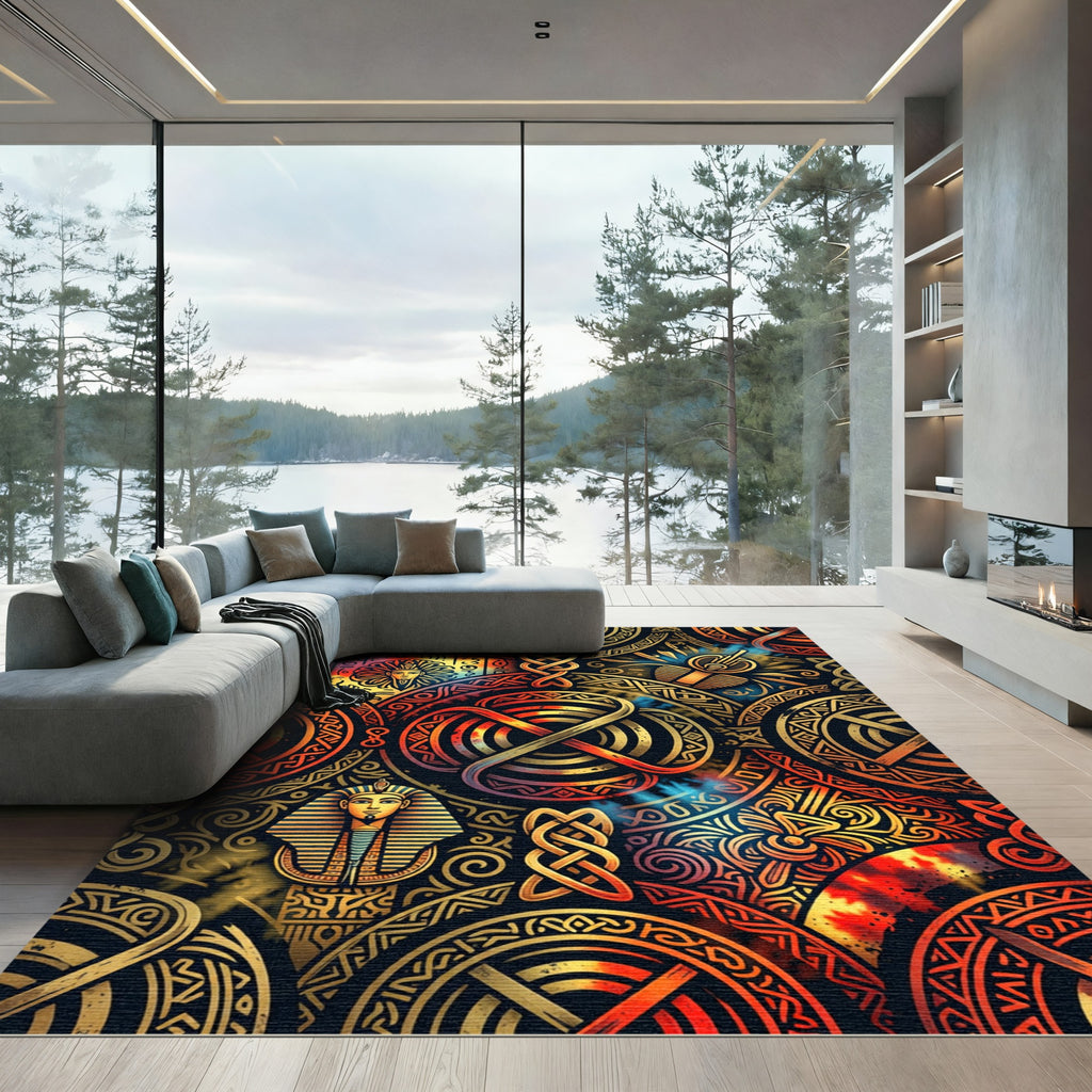 Ancient Egyptian Fire Medallion Rug