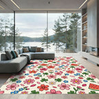 Cheerful Pink Floral Watermelon Meadow Rug