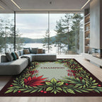 Art Nouveau Red Berry Foliage Border Rug