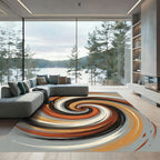 Modern Earthy Tone Spiral Vortex Rug