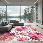 Vibrant Crimson Watercolor Ink Splatter Rug