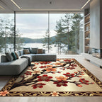 Elegant Red Cherry Blossom Branch Rug