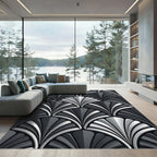Art Deco Silver and Charcoal Fan Rug