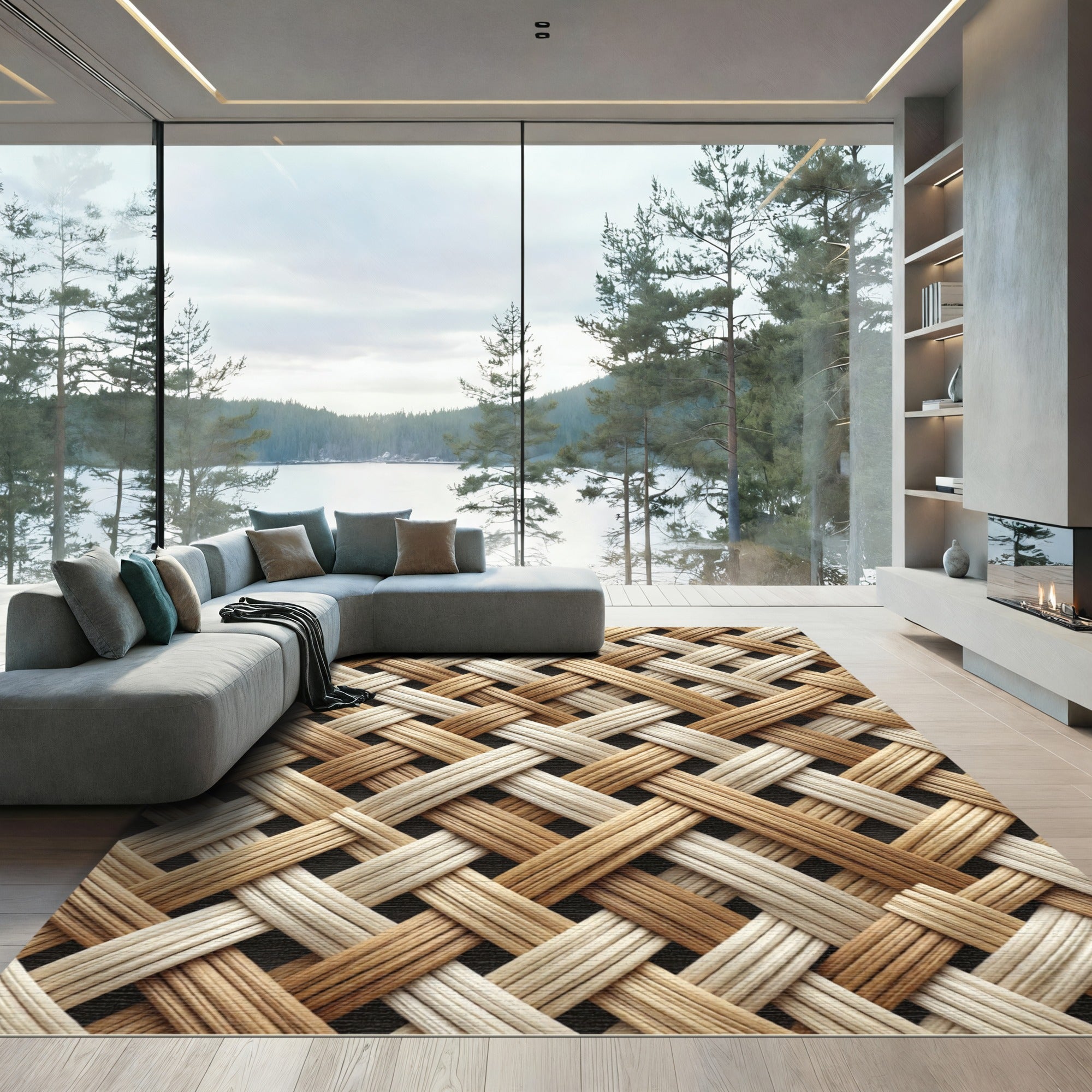 Woven Natural Tan Beige Texture Rug