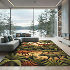 Jurassic Jungle Tropical Dinosaur Landscape Rug