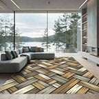 Neutral Earthy Tone Woven Basket Weave Rug
