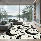 Black Crescent Moon Celestial Repeat Rug